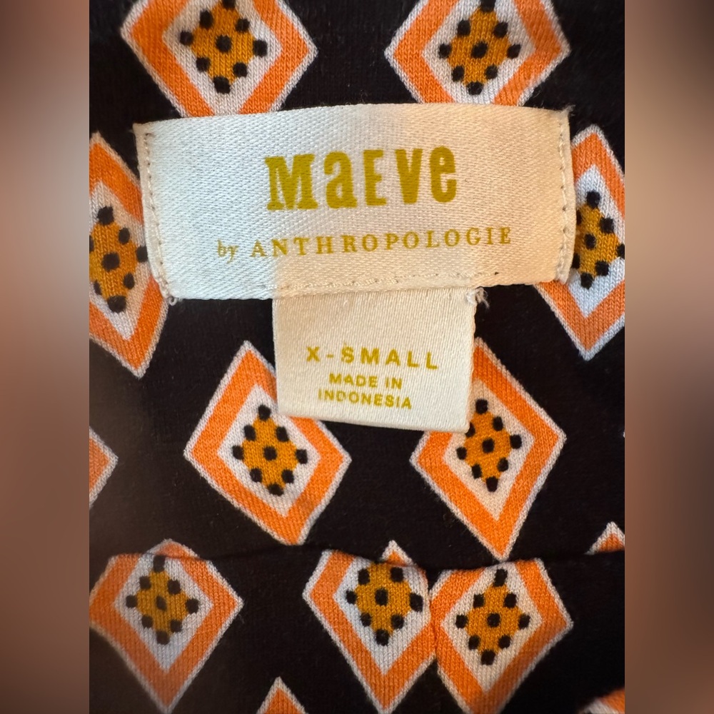 Anthropologie Maxi Skirt Black Motif (Orange/White) Long Flowy Skirt Size XS - Picture 12 of 16